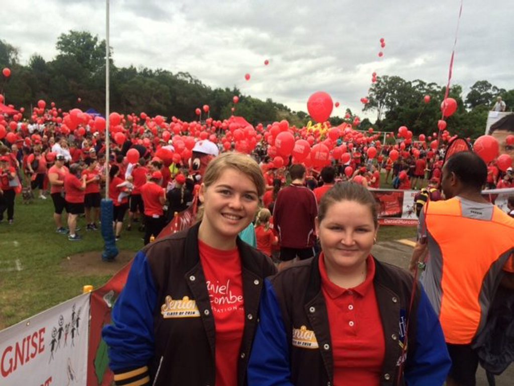 Beth Gowlett and Lacey Smith join the walk. Beth Gowlett and Lacey Smith join the walk.