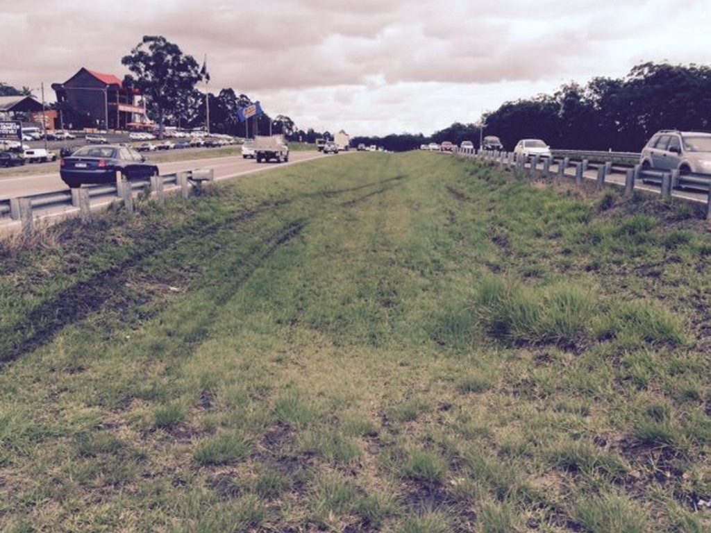 The vehicle appears to have been driving south on the Bruce Hwy before leaving the road and crashing into the underpass. The vehicle appears to have been driving south on the Bruce Hwy before leaving the road and crashing into the underpass.