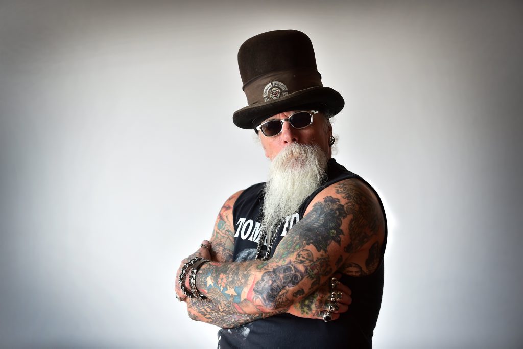 Ink Attack Tattoo Convention at Caloundra Events Centre. Event MC and owner of a Calafornian tattoo studio, Crayz the Ink Pimp. Photo: Che Chapman / Sunshine Coast Daily Ink Attack Tattoo Convention at Caloundra Events Centre. Event MC and owner of a Calafornian tattoo studio, Crayz the Ink Pimp. Photo: Che Chapman / Sunshine Coast Daily
