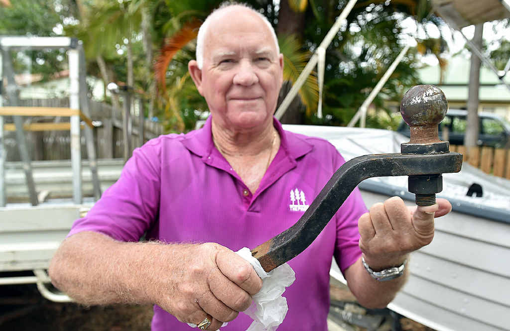 GONE IN A FLASH: David Springer with all that remains of his boat. GONE IN A FLASH: David Springer with all that remains of his boat.