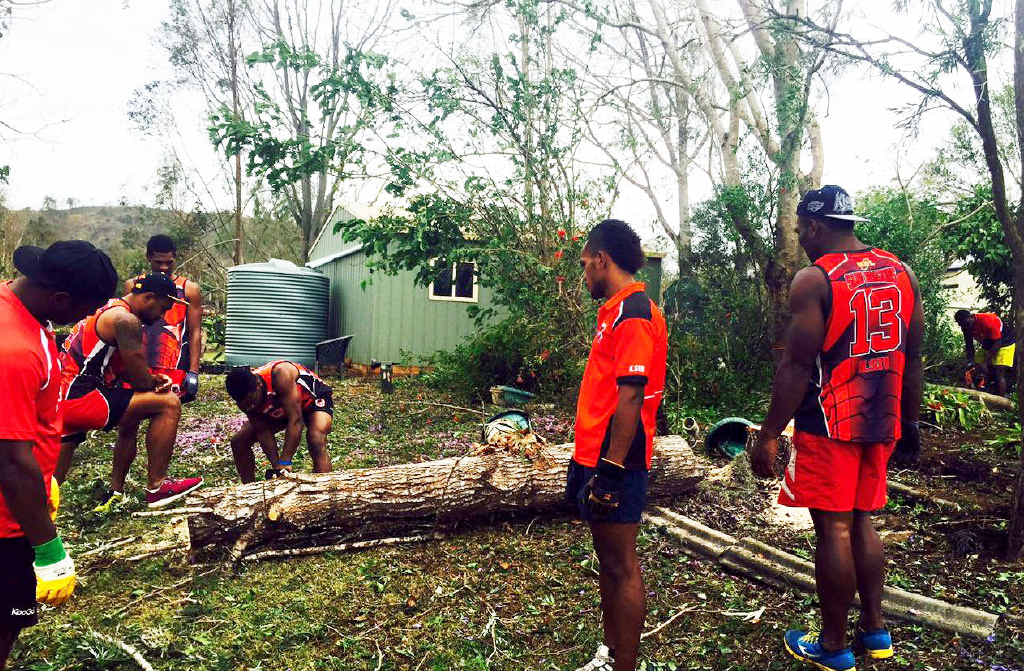 A Fijian football team was amongst those who chipped in to help. A Fijian football team was amongst those who chipped in to help.