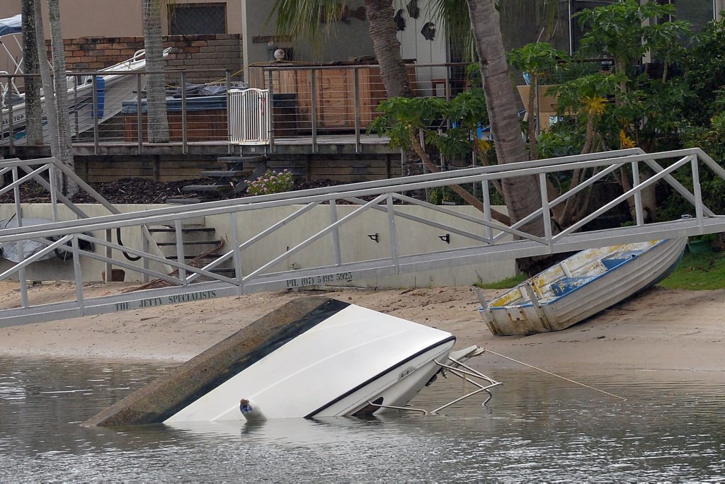 Boat sunk in the Tuckers Creek Canal near Coppabella Cresent, Mooloolaba. Photo Patrick Woods / Sunshine Coast Daily Boat sunk in the Tuckers Creek Canal near Coppabella Cresent, Mooloolaba. Photo Patrick Woods / Sunshine Coast Daily