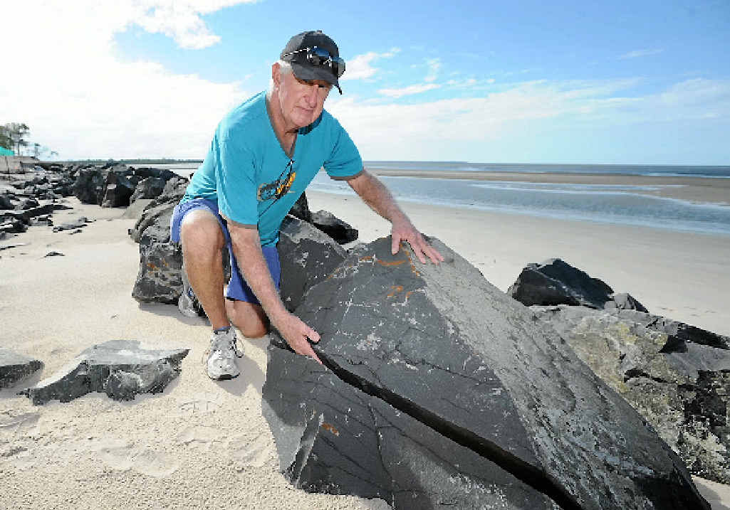 Norm Hoffman shows the used rock is cracking and splitting and will eventually end up as rubble. Norm Hoffman shows the used rock is cracking and splitting and will eventually end up as rubble.