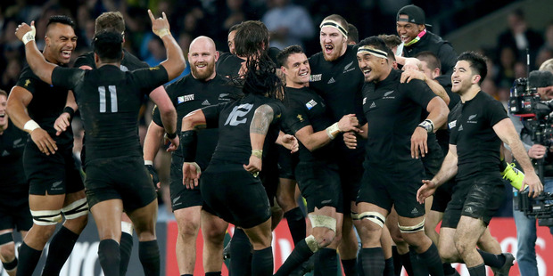 The All Blacks celebrate winning the World Cup The All Blacks celebrate winning the World Cup