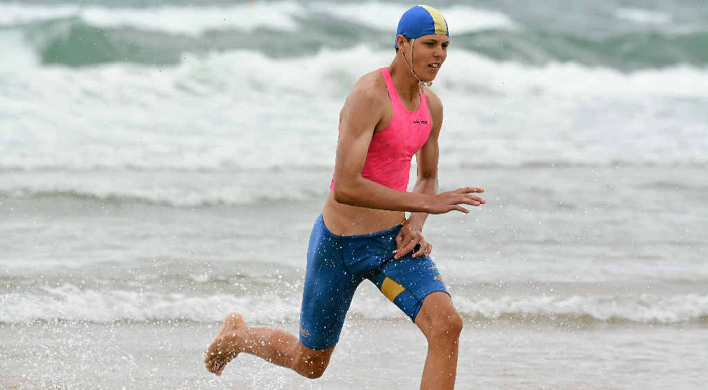 Tannum Sands Mitchell McGarry emerges from the water. Tannum Sands Mitchell McGarry emerges from the water.