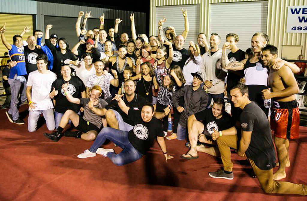 TEAM EFFORT: Rhino MMA Yeppoon and Rockhampton club members celebrate the night after holding the Battle at the Beach 4 event at their Yeppoon gym on October 17. TEAM EFFORT: Rhino MMA Yeppoon and Rockhampton club members celebrate the night after holding the Battle at the Beach 4 event at their Yeppoon gym on October 17.