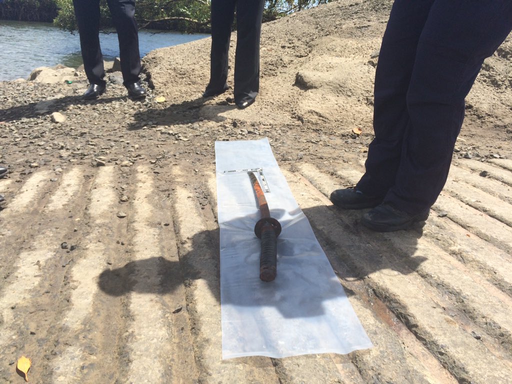 The sword that was recovered at Andergrove boat ramp. The sword that was recovered at Andergrove boat ramp.