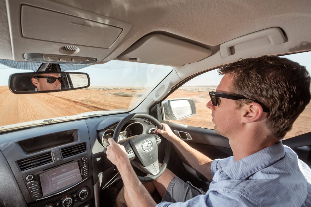 Iain Curry driving the Mazda BT-50 through the South Australian Outback. Photo: Thomas Wielecki Iain Curry driving the Mazda BT-50 through the South Australian Outback. Photo: Thomas Wielecki