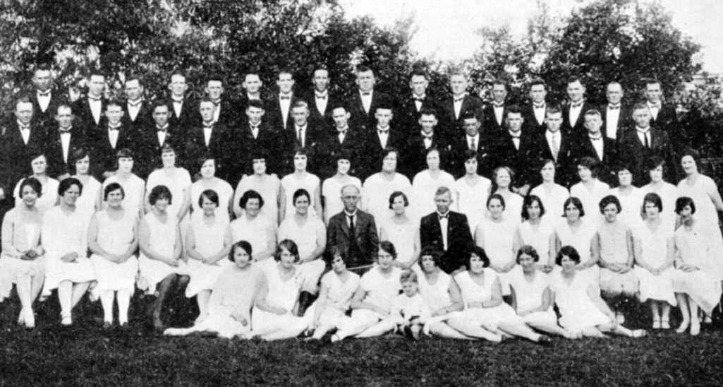 ON SONG: The Silkstone-Booval choral union, photographed in 1930 during the Brisbane Eisteddfod. ON SONG: The Silkstone-Booval choral union, photographed in 1930 during the Brisbane Eisteddfod.