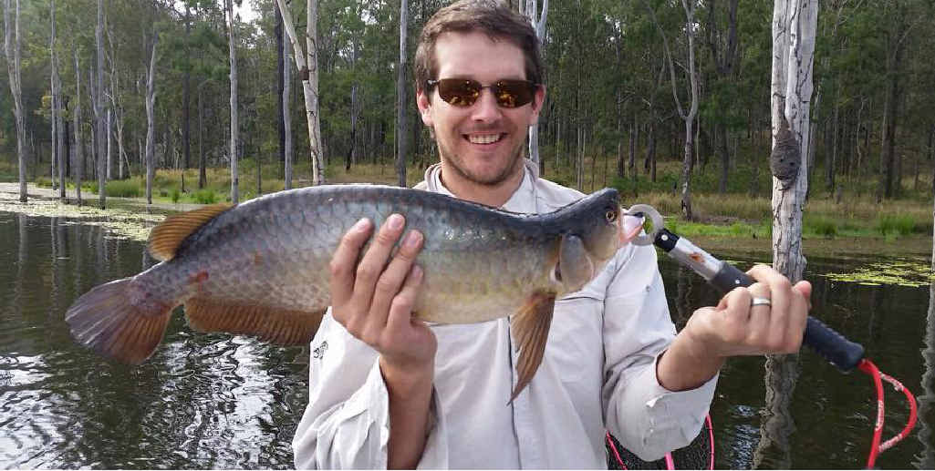 TOGA PARTY: James Marcek and a toga caught on a Bassman Spinnerbait. TOGA PARTY: James Marcek and a toga caught on a Bassman Spinnerbait.