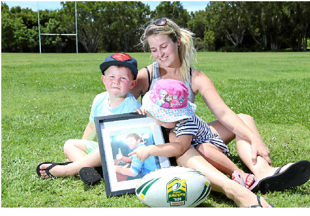 DAD: Saraa Ackerman, Ollie, 3, and Milly, 2, remember husband and father James Ackerman. DAD: Saraa Ackerman, Ollie, 3, and Milly, 2, remember husband and father James Ackerman.