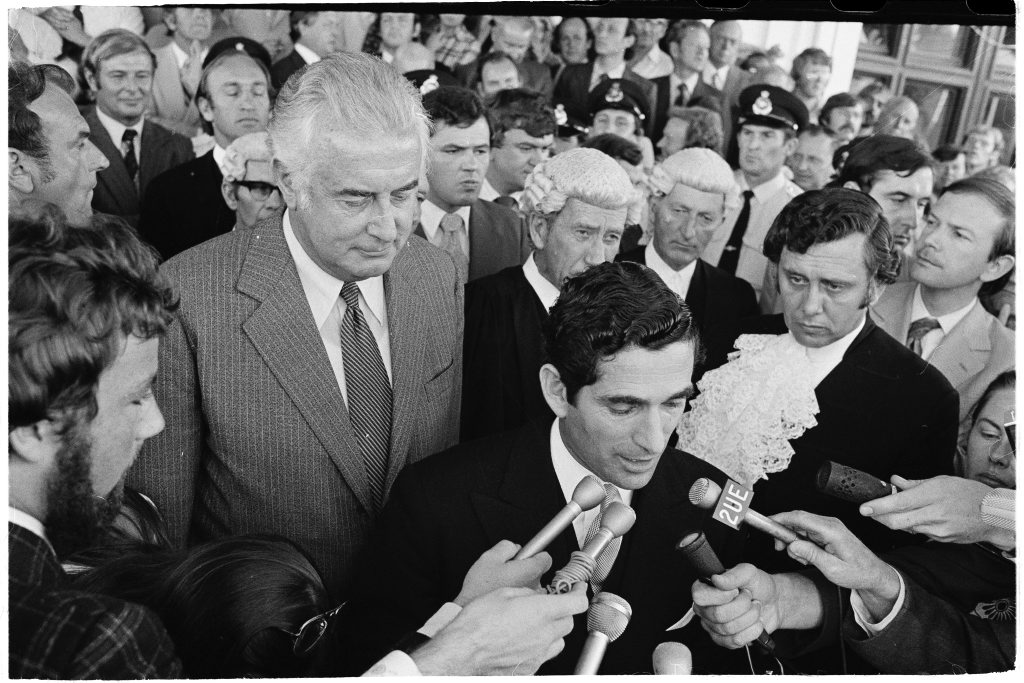November 11, 1975, one of the most controversial days in Australia's history. Prime Minister Gough Whitlam looks on as the Governor-General's official secretary David Smith reads out Sir John Kerr's announcement that he has dismissed Whitlam's ALP government. PHOTO: National Archives of Australia November 11, 1975, one of the most controversial days in Australia's history. Prime Minister Gough Whitlam looks on as the Governor-General's official secretary David Smith reads out Sir John Kerr's announcement that he has dismissed Whitlam's ALP government. PHOTO: National Archives of Australia