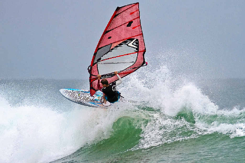 HIGH FLIER: Mermaid Waters sailor Sam Lynch hitting the water at the Australian wave sailing national championships in Ballina. HIGH FLIER: Mermaid Waters sailor Sam Lynch hitting the water at the Australian wave sailing national championships in Ballina.
