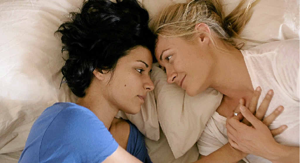 Mandahla Rose and Julia Billington in a scene from the movie All About E. Mandahla Rose and Julia Billington in a scene from the movie All About E.