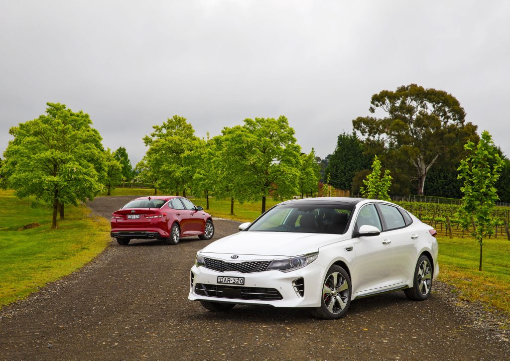 OPTIMA PRIMED: Kia's updated Optima Si and GT are loaded enough to challenge and exceed some mid-size sedan rivals, with the GT scoring a new and powerful 2.0-litre turbo. OPTIMA PRIMED: Kia's updated Optima Si and GT are loaded enough to challenge and exceed some mid-size sedan rivals, with the GT scoring a new and powerful 2.0-litre turbo.