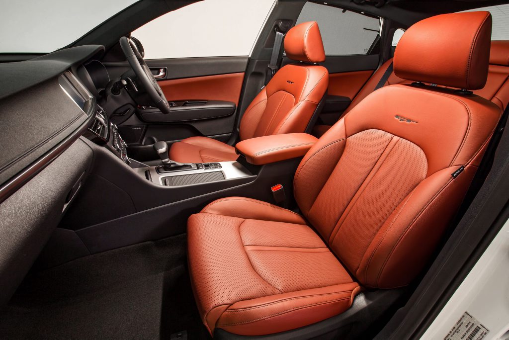 TEMPTING: GT Optimas come with leather, with red trim a no-cost option to liven up the classy cabin TEMPTING: GT Optimas come with leather, with red trim a no-cost option to liven up the classy cabin