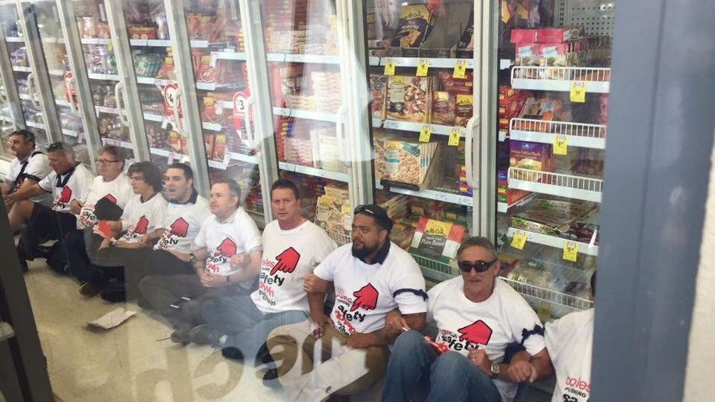 TWU protest ends in arrests as 10 union activists are removed from a Paramatta Coles by police. Photo Contributed TWU protest ends in arrests as 10 union activists are removed from a Paramatta Coles by police. Photo Contributed