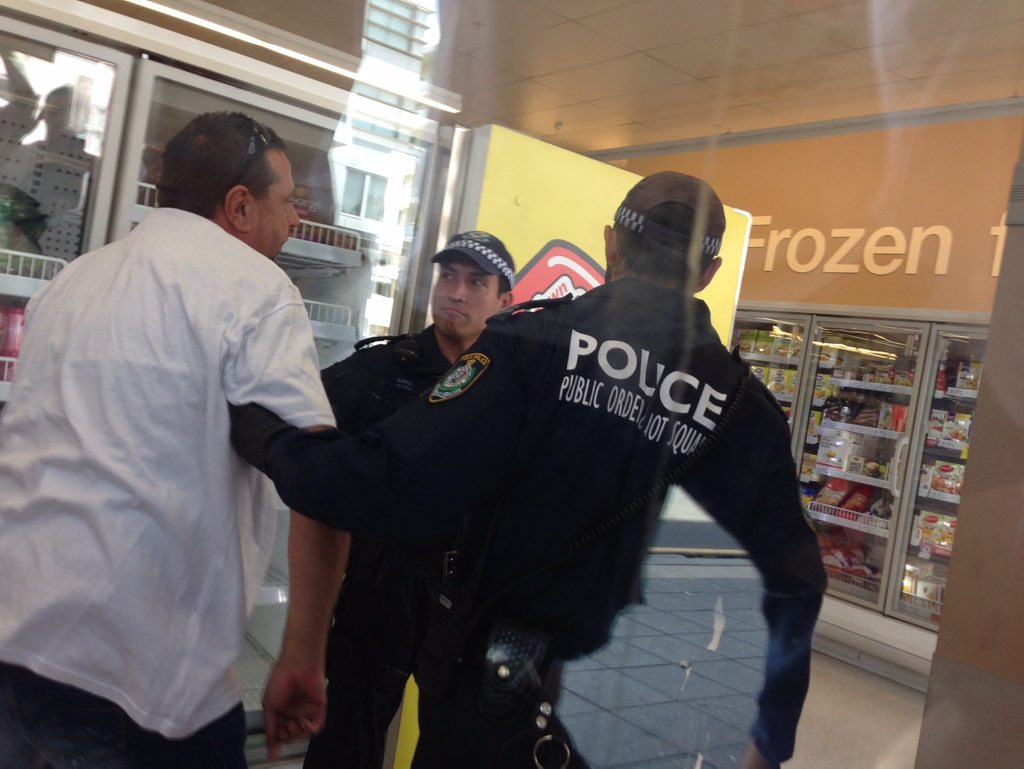 TWU protest ends in arrests as 10 union activists are removed from a Paramatta Coles by police. Photo Contributed TWU protest ends in arrests as 10 union activists are removed from a Paramatta Coles by police. Photo Contributed