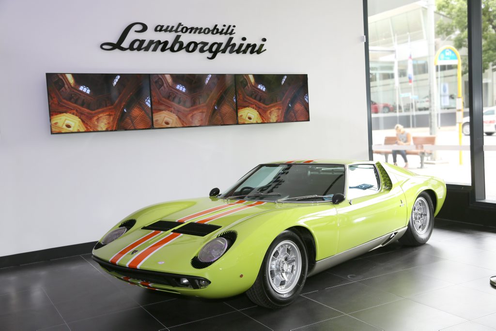 Classic Lamborghini Miura seen at the reveal of the Lamborghini Huracan LP 610-4 Spyder at the newly opened Lamborghini Brisbane showroom. Photo: Contributed Classic Lamborghini Miura seen at the reveal of the Lamborghini Huracan LP 610-4 Spyder at the newly opened Lamborghini Brisbane showroom. Photo: Contributed