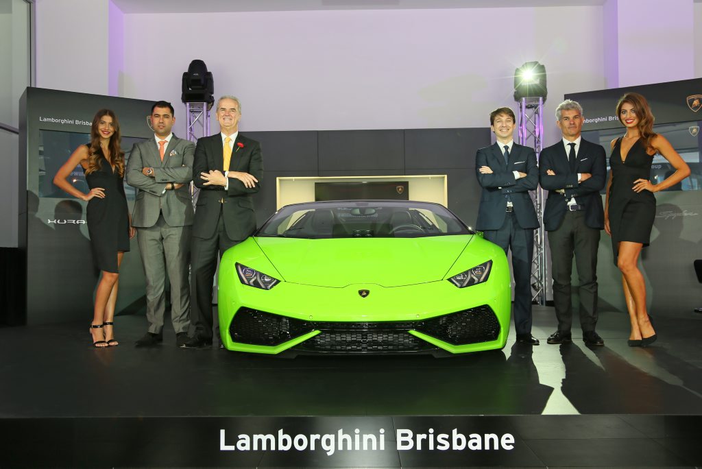 Reveal of the Lamborghini Huracan LP 610-4 Spyder at the newly opened Lamborghini Brisbane showroom. Photo: Contributed Reveal of the Lamborghini Huracan LP 610-4 Spyder at the newly opened Lamborghini Brisbane showroom. Photo: Contributed