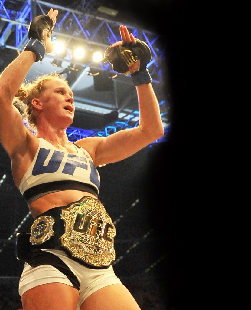 Holly Holm celebrates the win. Photo: AAP Image. Holly Holm celebrates the win. Photo: AAP Image.
