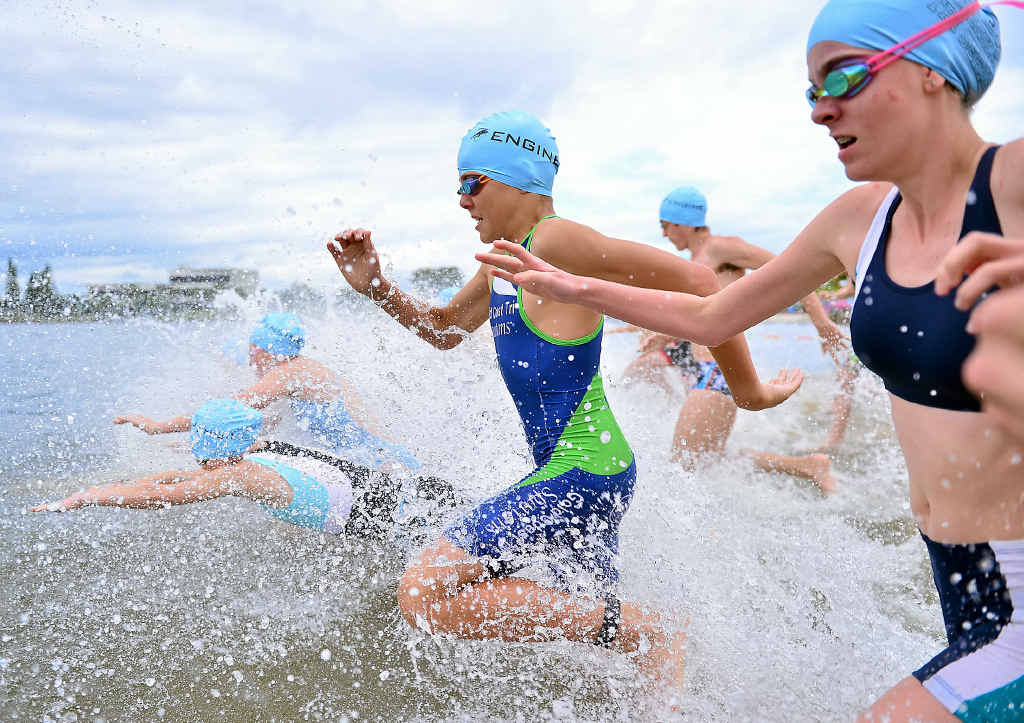 ACTION PACKED: Competitors start the race at Lake Kawana yesterday. ACTION PACKED: Competitors start the race at Lake Kawana yesterday.