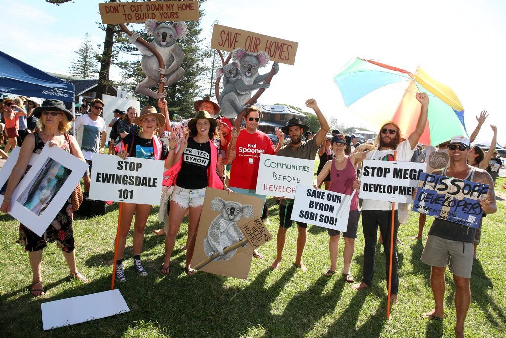 Residents at a rally against the West Byron development held in 2014. Residents at a rally against the West Byron development held in 2014.