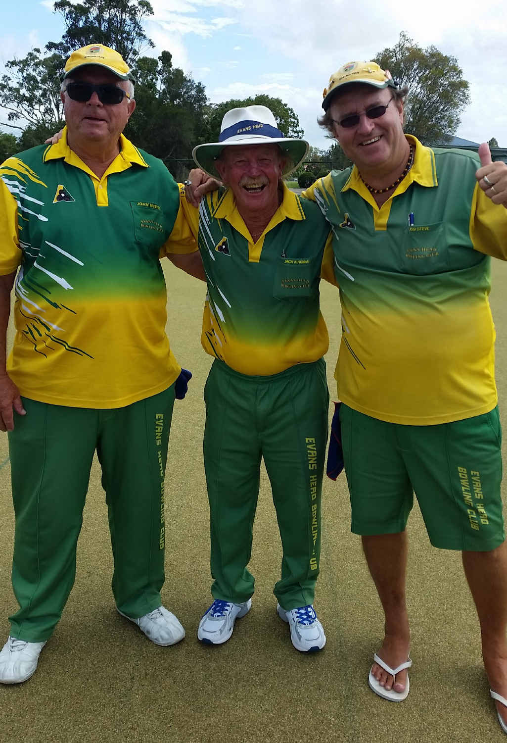 TRIPLE TREAT: The Evans Head team of John McEvoy, Jack Kingman and Steve Cselka after winning the NRDBA champion of champion triples played on South Lismore greens at the weekend. The team progresses to the zone finals. TRIPLE TREAT: The Evans Head team of John McEvoy, Jack Kingman and Steve Cselka after winning the NRDBA champion of champion triples played on South Lismore greens at the weekend. The team progresses to the zone finals.
