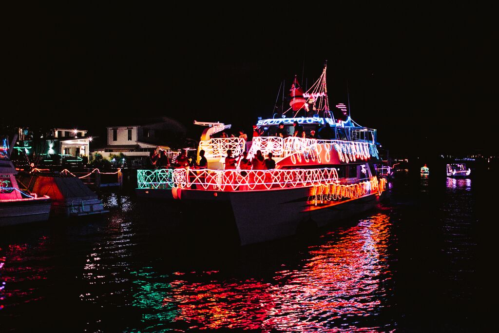 Mooloolaba canals to Christmas with floating lights Sunshine