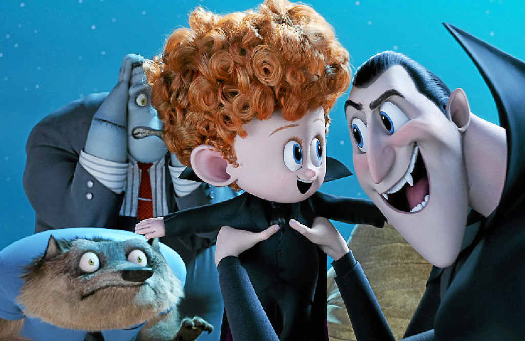 The characters Dennis and Dracula with Wayne and Frank in a scene from Hotel Transylvania 2. The characters Dennis and Dracula with Wayne and Frank in a scene from Hotel Transylvania 2.