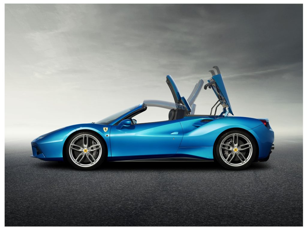 WIND IN THE HAIR: Ferrari's 488 Spider uses the retractable hard top which debuted on the 458 Spider, and can be raised and lowered in 14 seconds. WIND IN THE HAIR: Ferrari's 488 Spider uses the retractable hard top which debuted on the 458 Spider, and can be raised and lowered in 14 seconds.