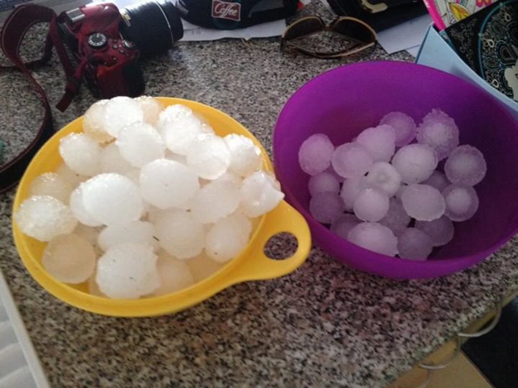 Vicki Bush collected this hailstones in Stanthorpe. Vicki Bush collected this hailstones in Stanthorpe.