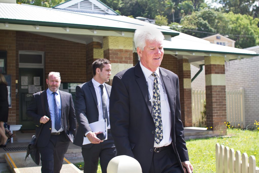 Tweed Deputy Mayor Gary Bagnall, left, leaves Murwillumbah Local Court with his legal team, headed by solicitor Russell Baxter, right, after pleading not guilty to charges of assault and intimidation. Tweed Deputy Mayor Gary Bagnall, left, leaves Murwillumbah Local Court with his legal team, headed by solicitor Russell Baxter, right, after pleading not guilty to charges of assault and intimidation.