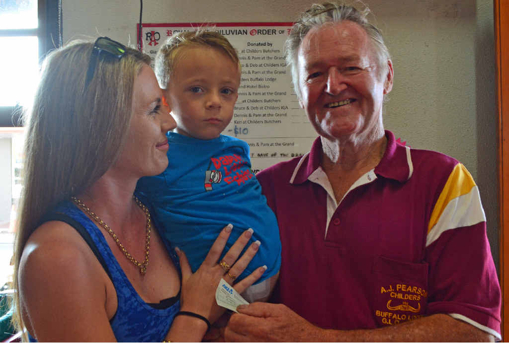 HELPING HUNTER: Melissa Einam, Hunter Einam and the president of the Buffalo Lodge, John Buckingham. HELPING HUNTER: Melissa Einam, Hunter Einam and the president of the Buffalo Lodge, John Buckingham.