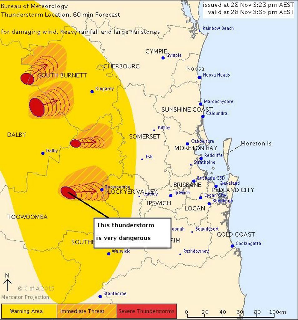 The Bureau of Meteorology issued a warning this afternoon. Photo Contributed The Bureau of Meteorology issued a warning this afternoon. Photo Contributed