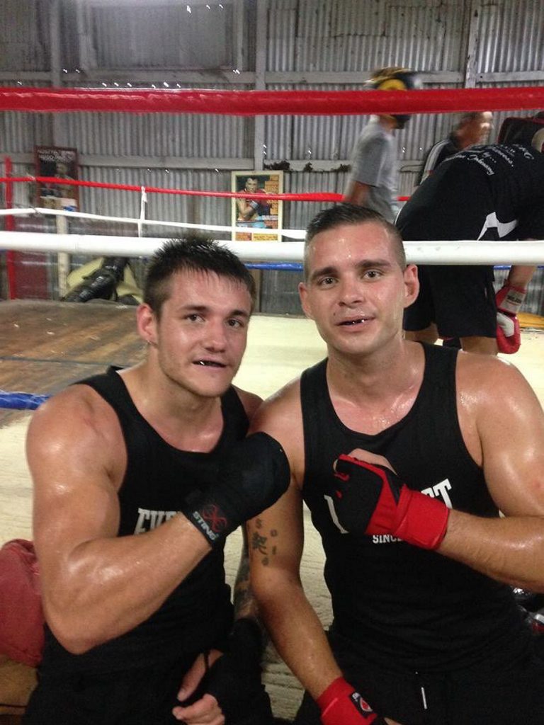 Landon Delinecort and his brother Brock at training. Landon Delinecort and his brother Brock at training.