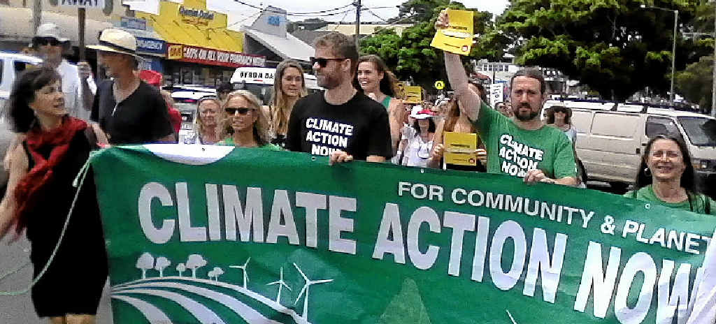 TARGET SET: Greens candidate for Richmond, Dawn Walker (left), joined the Climate Rally in Byron Bay yesterday. TARGET SET: Greens candidate for Richmond, Dawn Walker (left), joined the Climate Rally in Byron Bay yesterday.
