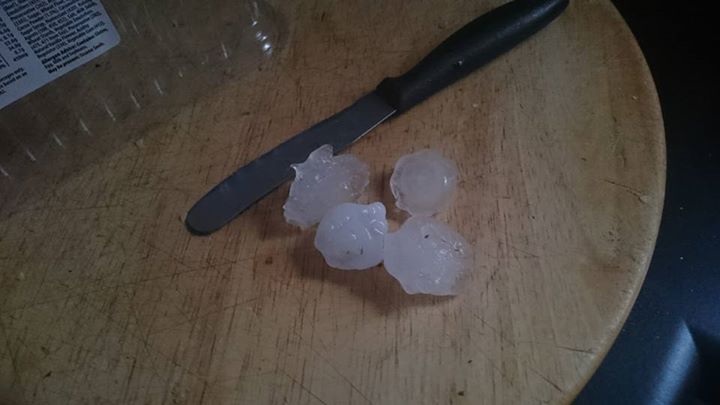 Leah Thomson's photo of hail in Warwick. Leah Thomson's photo of hail in Warwick.