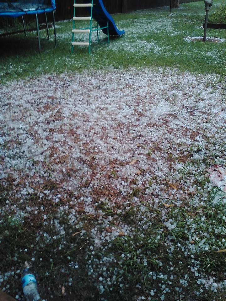 Alison Renyard posted this photo to the Higgins Storm Chasing Facebook page of hail in Kingaroy. Alison Renyard posted this photo to the Higgins Storm Chasing Facebook page of hail in Kingaroy.