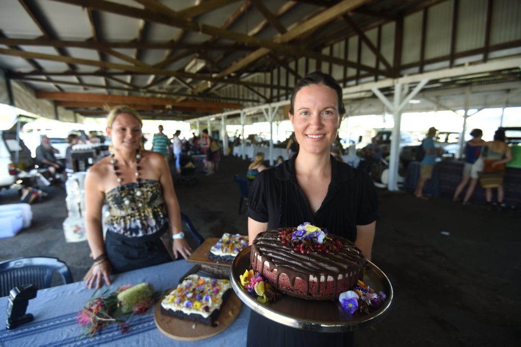 Arpita Ariell and Emma Nichols get the cake ready at the 16th birthday of the Lismore Organic Market at the Lismore Showground. Photo Marc Stapelberg / The Northern Star Arpita Ariell and Emma Nichols get the cake ready at the 16th birthday of the Lismore Organic Market at the Lismore Showground. Photo Marc Stapelberg / The Northern Star
