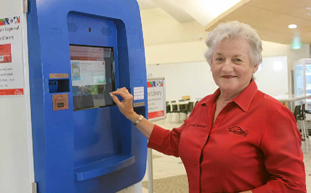 AUSTRALIAN FIRST: Cr Rose Swadling tests out the new library unit at the Rockhampton Airport. AUSTRALIAN FIRST: Cr Rose Swadling tests out the new library unit at the Rockhampton Airport.
