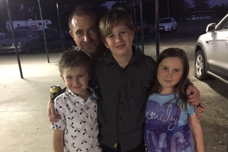 Bruce Mitchell, pictured with his children, was killed in a hit and run at Oakey on Sunday night. Bruce Mitchell, pictured with his children, was killed in a hit and run at Oakey on Sunday night.