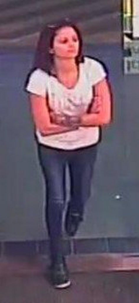 CCTV footage of a girl police wish to speak to. CCTV footage of a girl police wish to speak to.
