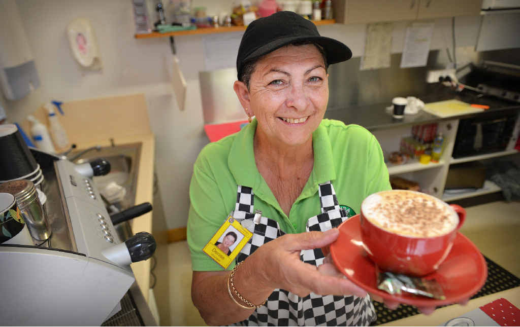 SERVICE WITH A SMILE: Chatterbox Cafe volunteer Denise Jenkins ... it is very fulfilling, she says. SERVICE WITH A SMILE: Chatterbox Cafe volunteer Denise Jenkins ... it is very fulfilling, she says.
