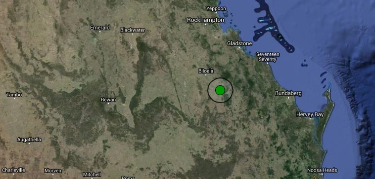 The location of the earthquake near Monto on Tuesday night. The location of the earthquake near Monto on Tuesday night.