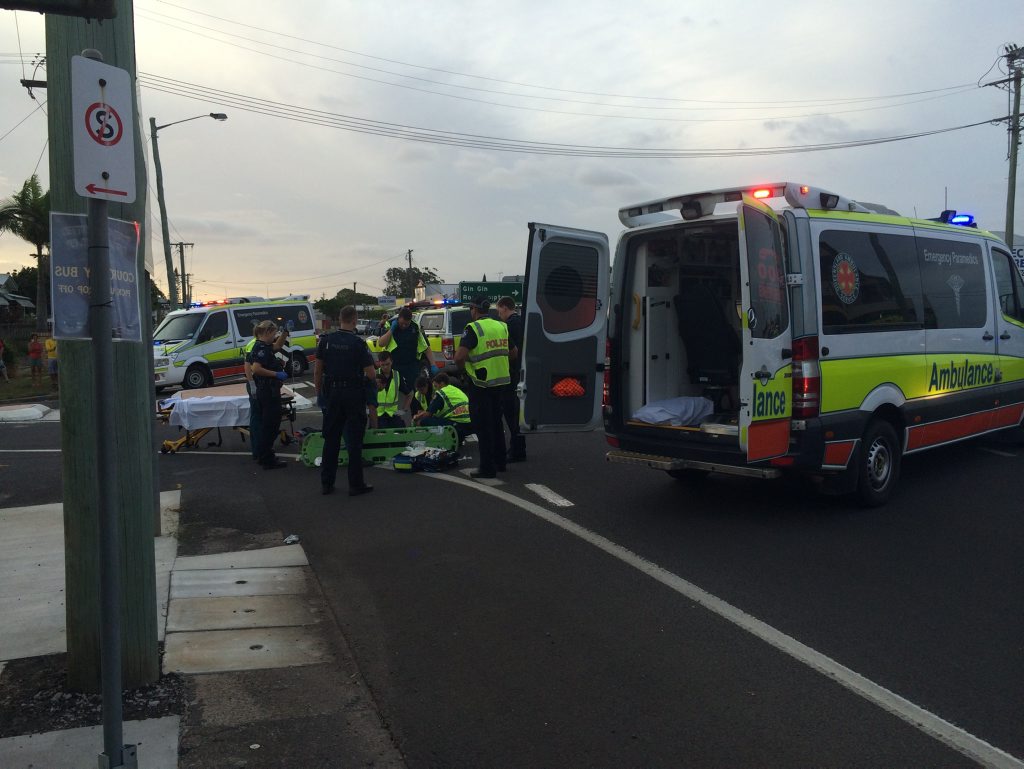 CRASH: Emergency crews at the scene of a serious traffic crash on Perry St, North Bundaberg. Photo Mike Knott / NewsMail CRASH: Emergency crews at the scene of a serious traffic crash on Perry St, North Bundaberg. Photo Mike Knott / NewsMail