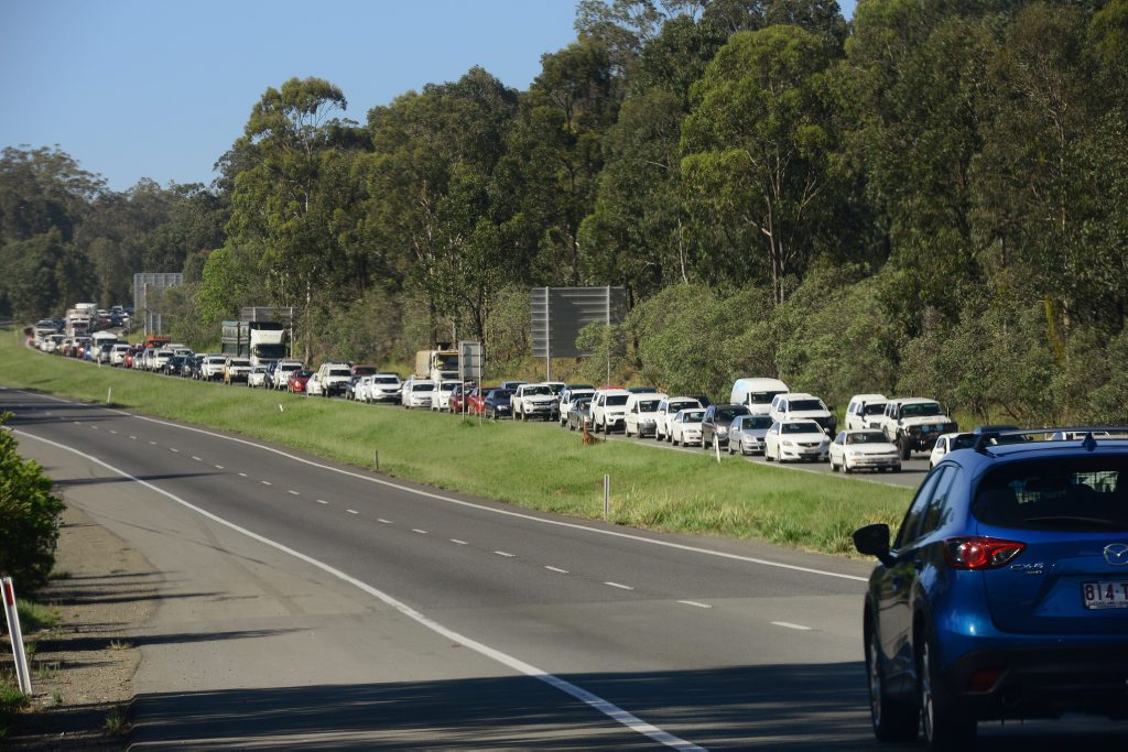 Traffic builds up on the Cunningham Highway following an accident on the Ipswich Motorway. Photo: David Nielsen / The Queensland Times Traffic builds up on the Cunningham Highway following an accident on the Ipswich Motorway. Photo: David Nielsen / The Queensland Times
