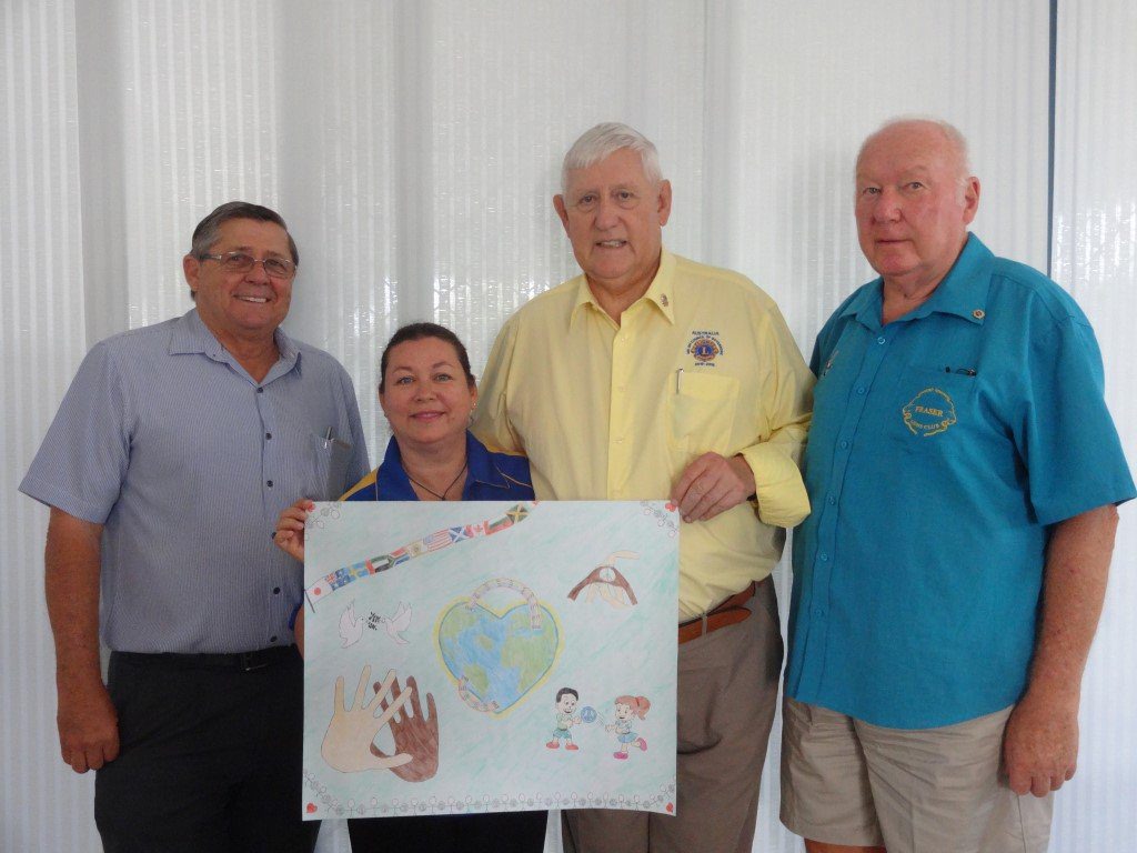 Ted Sorensen, Lorraine Manuel, Les Crossman & Rolf Wacker promote the Lions Peace Poster Competition. Ted Sorensen, Lorraine Manuel, Les Crossman & Rolf Wacker promote the Lions Peace Poster Competition.