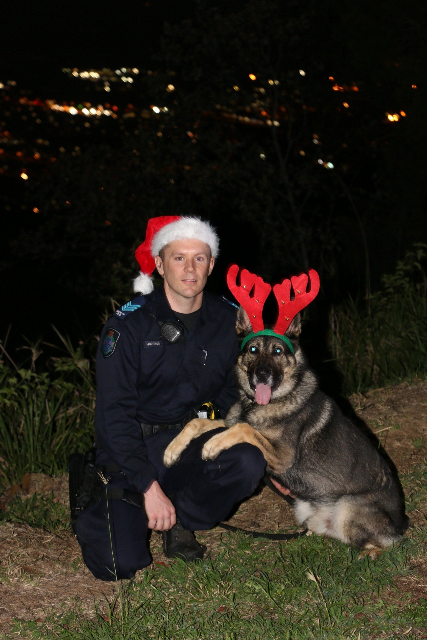 Rockhampton police dog Jabba and partner Sergeant Moore wish everyone a 'safe furry Christmas'. Rockhampton police dog Jabba and partner Sergeant Moore wish everyone a 'safe furry Christmas'.