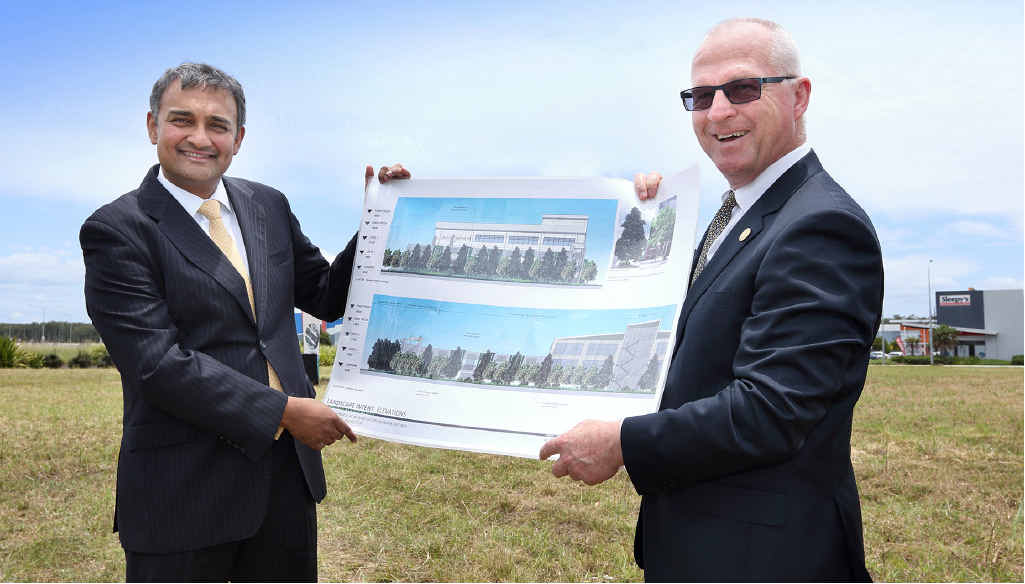 BIG PLANS: Auto and General Insurance Company CEO Ram Kangatharan and Sunshine Coast Mayor Mark Jamieson check out the design of the expanded offices at the Kawana site. BIG PLANS: Auto and General Insurance Company CEO Ram Kangatharan and Sunshine Coast Mayor Mark Jamieson check out the design of the expanded offices at the Kawana site.